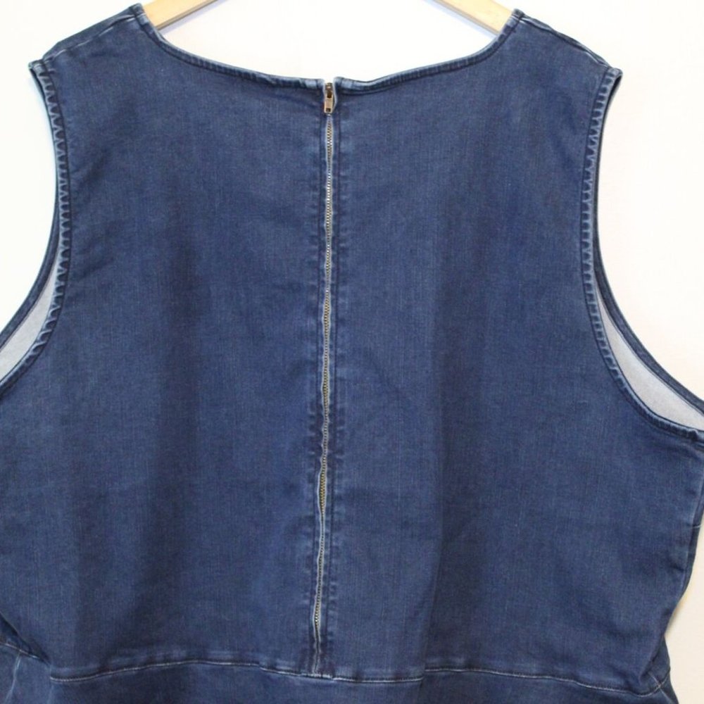 Lane Bryant Denim V-neck Asymmetric Sleeveless Top Blue Plus Size 26 H13674 - Picture 6 of 7